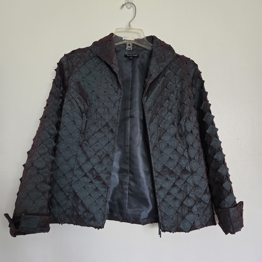 Samuel Dong Women's Geometric Zip-up Jacket Gray/purple Size M
